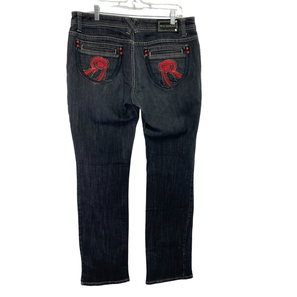 Rockawear Simone Women's Sz13 36x34 Embellished Black Denim Jeans (C39) NW/OT